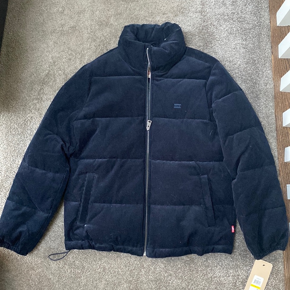 Navy blue corduroy Levi’s puffer jacket